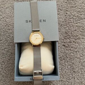 Women’s Skagen Freja gold silver metal watch 358SGSCD